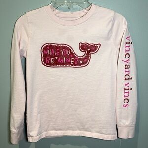 Vineyard Vines Whale You Be Mine Pink Long Sleeve T-shirt Girls Small